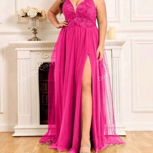 Women's Pink Lace Evening Dress